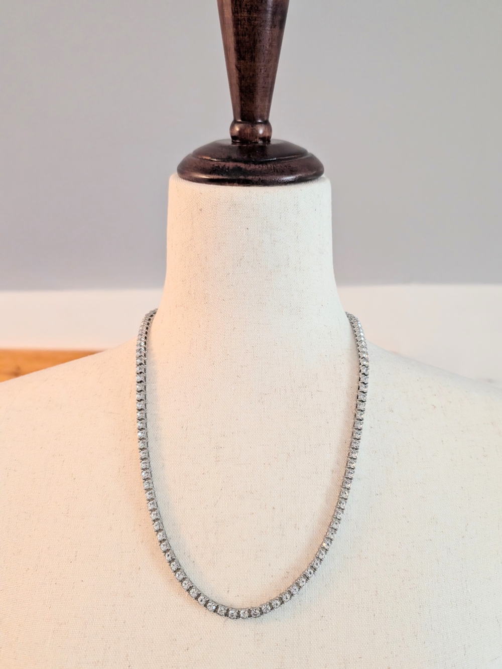 22" Silver and Moissanite Tennis necklace  - Bridesmaid Necklace - Picture 2 of 6